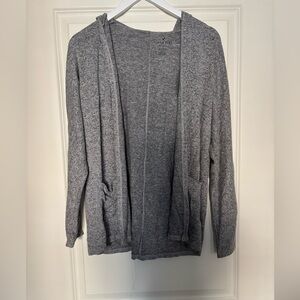 American Eagle Gray Hooded Open Front Women's Sweater